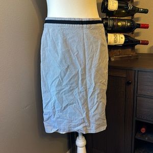 BODEN Microstriped Blue And White Pencil Skirt